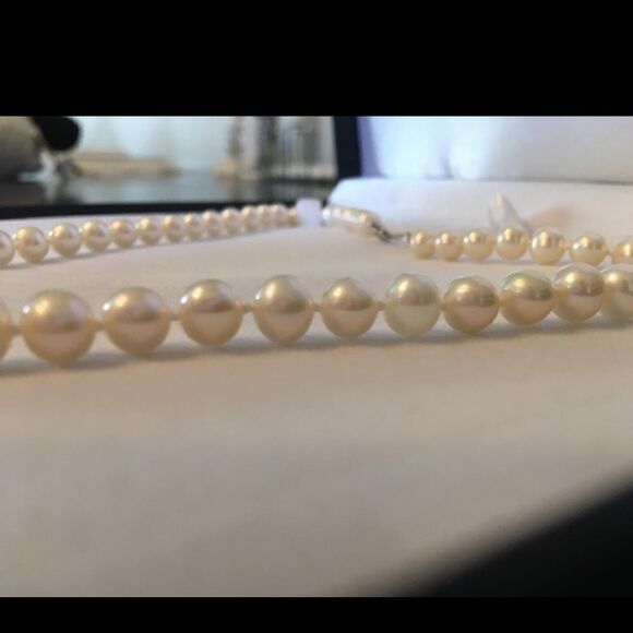 New Genuine White Freshwater Cultured Pearl Necklace Solid 14k Clasp - Picture 5 of 12